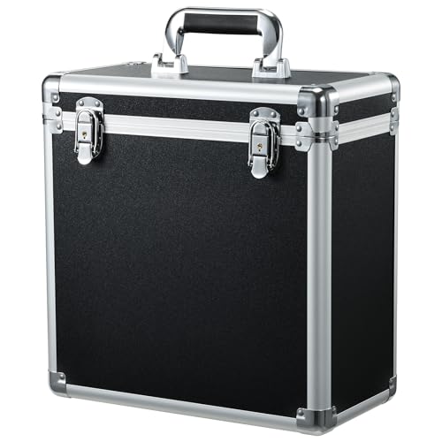 Black Vinyl Record Storage Case S7398