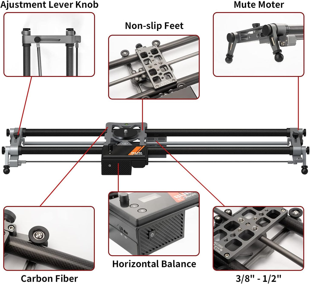 Motorized Camera Slider 80cm Carbon Fiber Loads up to 20kg F164499