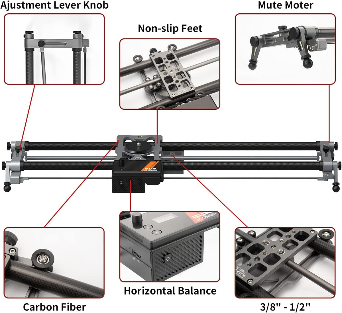 Motorized Camera Slider 80cm Carbon Fiber Loads up to 20kg F164499