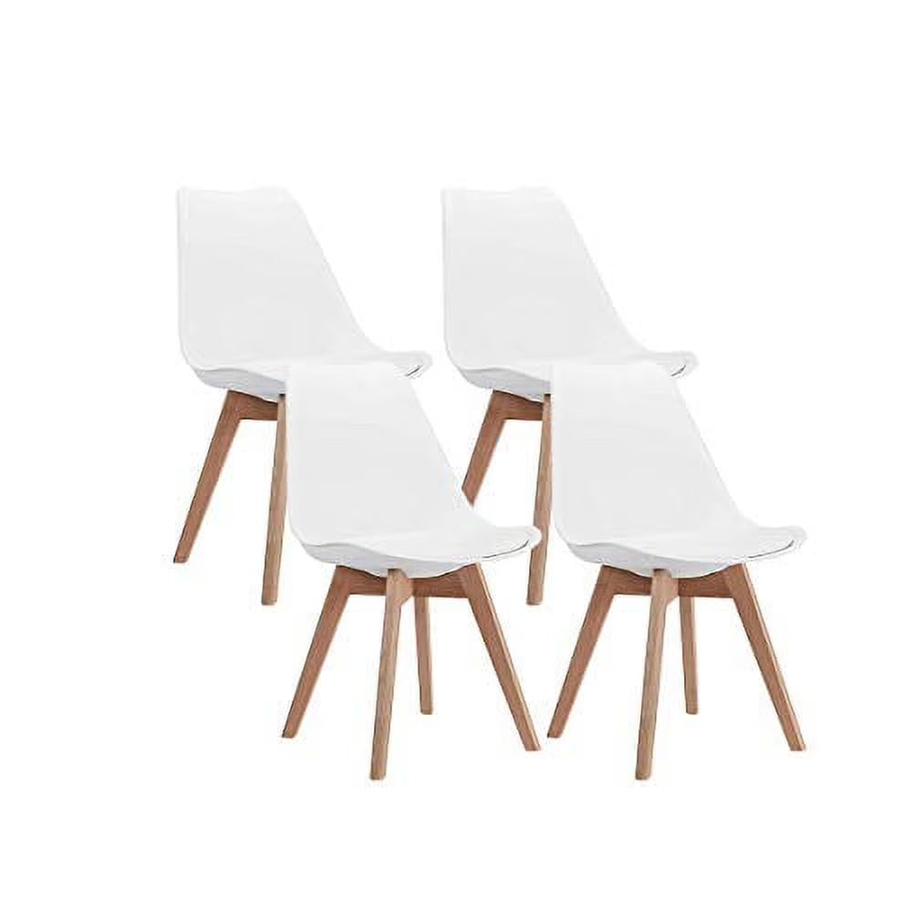 White Side Chair with Wood Legs, Set of 4 C26563