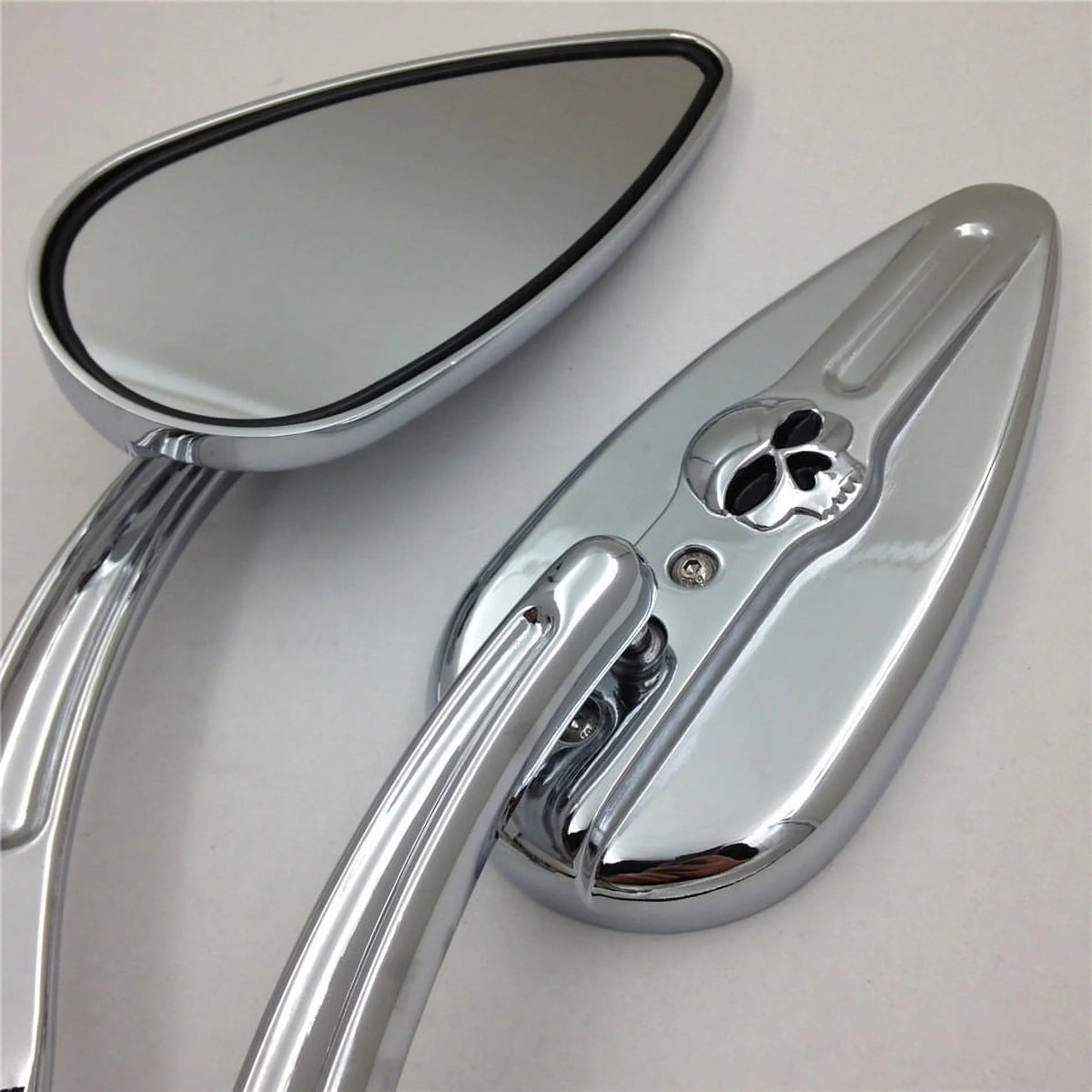 Skull Flame Side Mirrors chrome H626