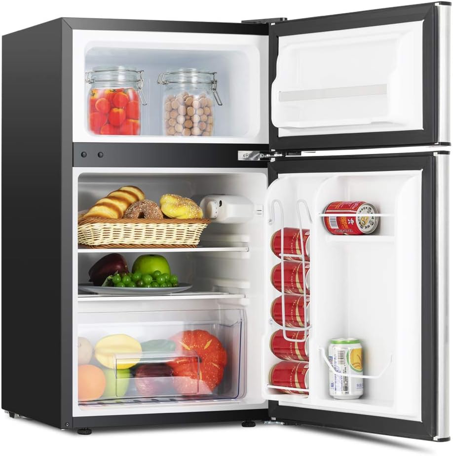 Compact 3.2 Cu.Ft Double Door Stainless Steel Refrigerator G7657