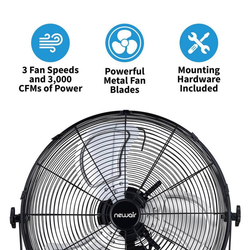 18 in. High Velocity Wall Mounted Fan with 3 Speeds and Adjustable Tilt Head in Black J6306