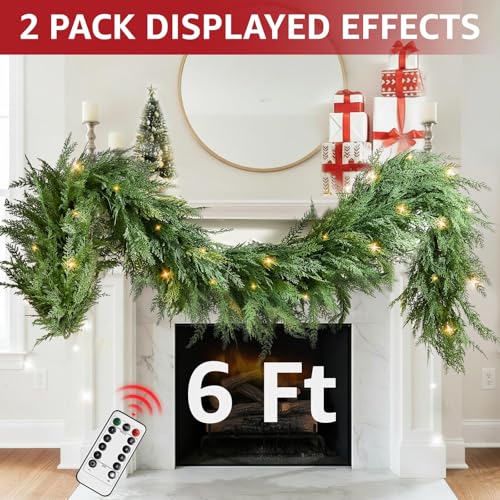 9ft Lighted Faux Cedar Garland E627