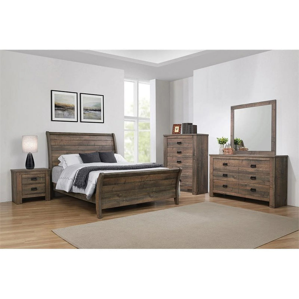 California King Sleigh Bedroom Set Weathered Oak M79521