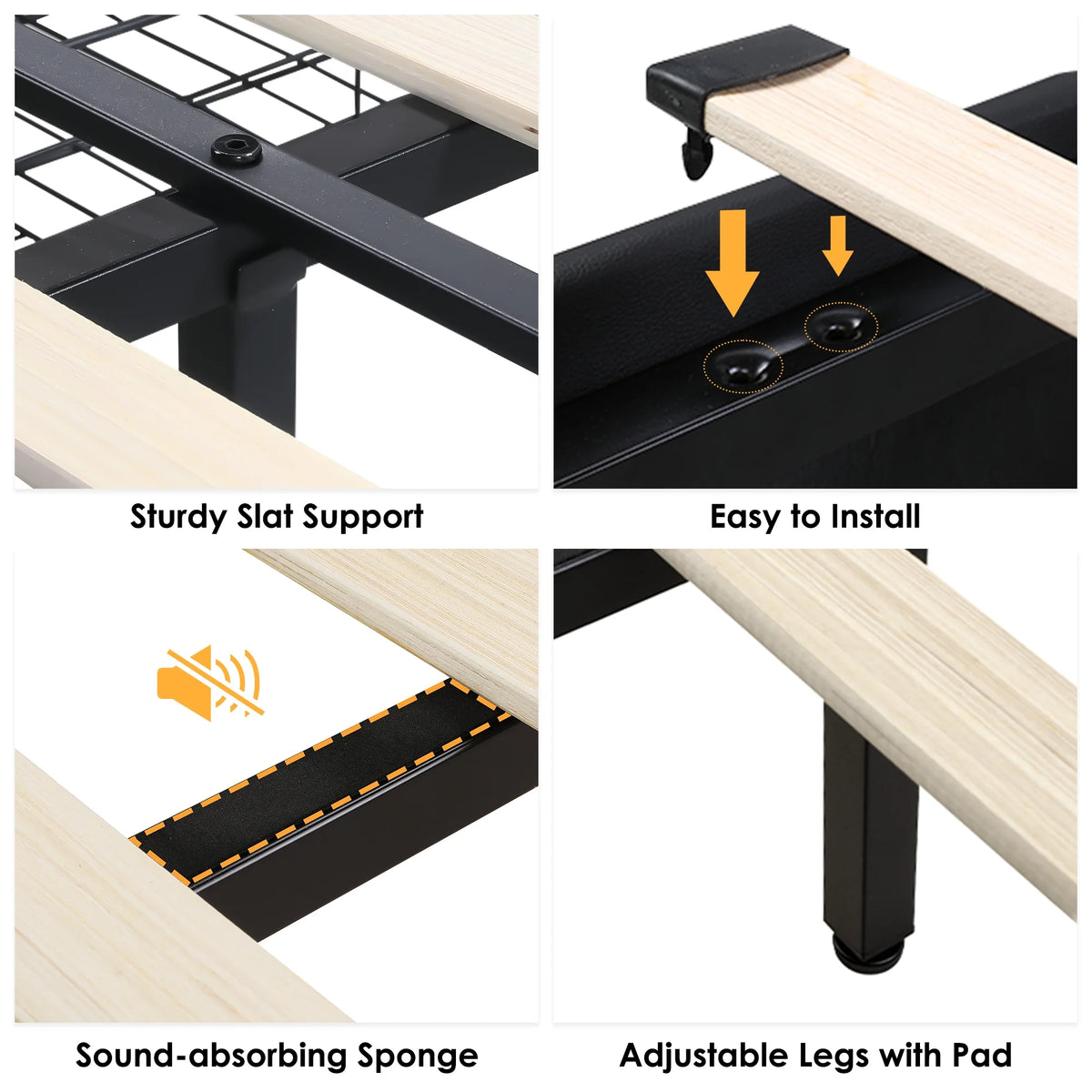 Queen LED Platform Bed Frame with 4 Storage Drawers Q190731