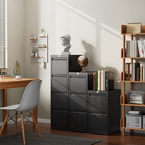 3 Drawer Metal File Cabinet with Lock, Black S136026