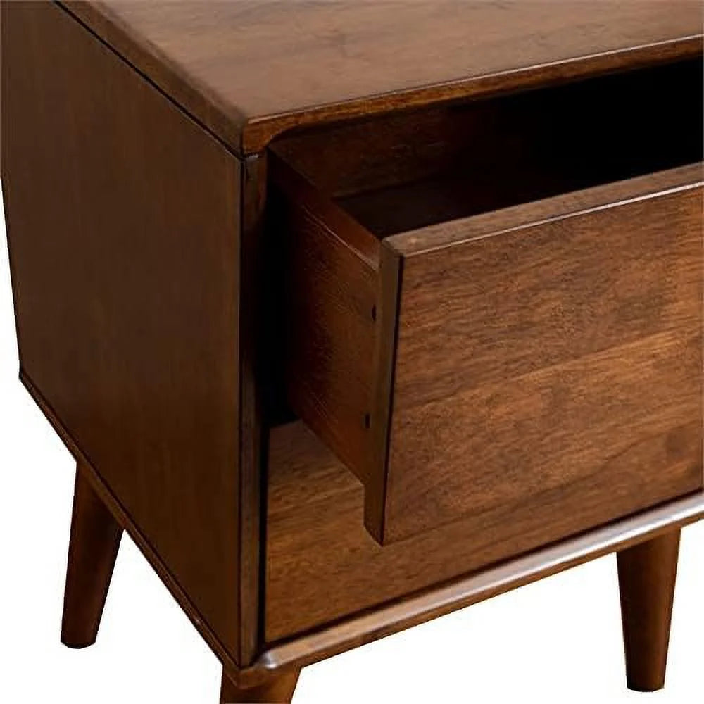 Walnut Brown 2-Drawer Solid Wood Nightstand F509