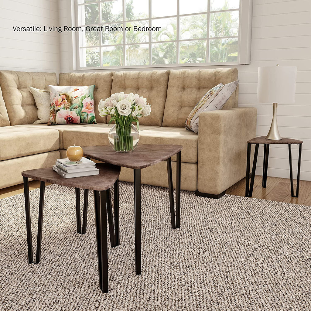 Set of 3 Woodgrain Nesting Tables A567169