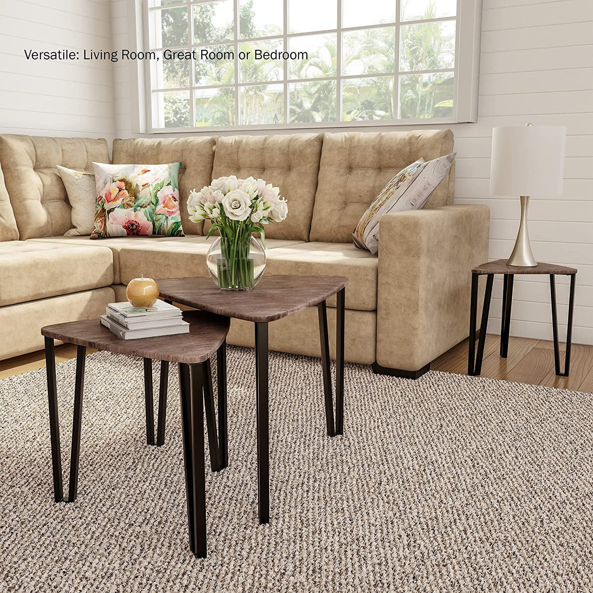 Set of 3 Woodgrain Nesting Tables A567169