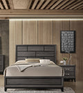 3pc Full Size Panel Bed and 2 Nightstands Gray Finish G92954