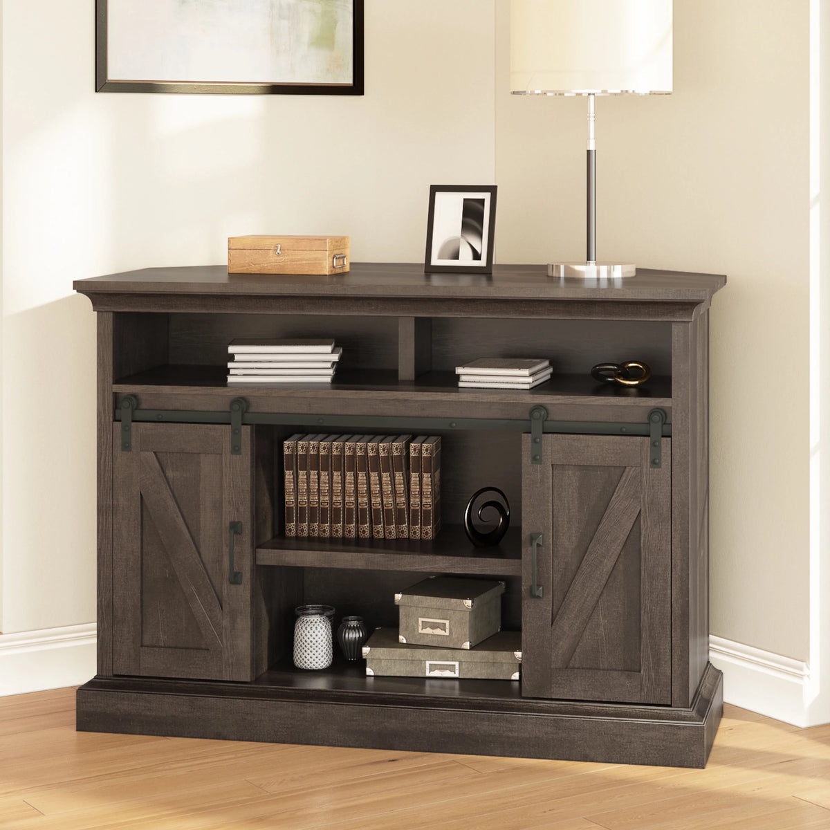 Brown Corner TV Stand V7865