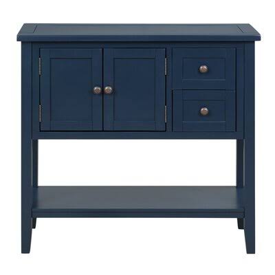 Navy Console Table with 2 Drawers, 1 Cabinet and 1 Shelf H132