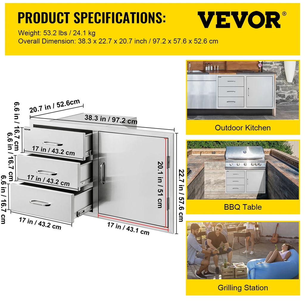 14x8.5 inch Stainless Steel Outdoor Kitchen Drawers Z8512