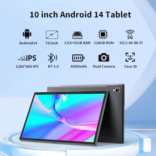 10 inch Tablet with Keyboard, 12GB RAM, 128GB ROM, Black J367
