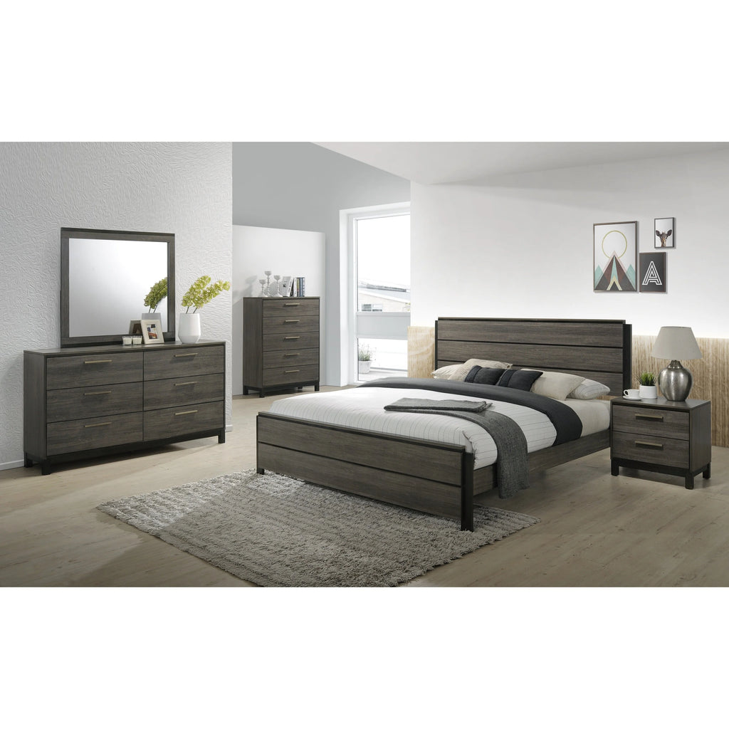 King Size Wood Bedroom Set with Dresser Mirror Nightstand Chest Z16550