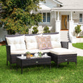 3 Pc Cushioned Patio Rattan Sofa Set K415967