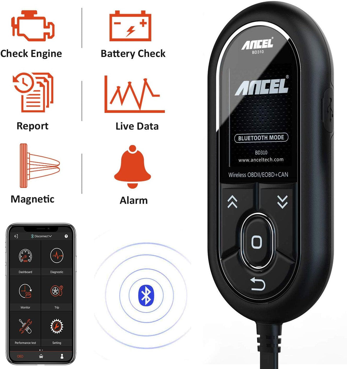 OBD2 Scanner with Bluetooth App, Pack of 2 K320327