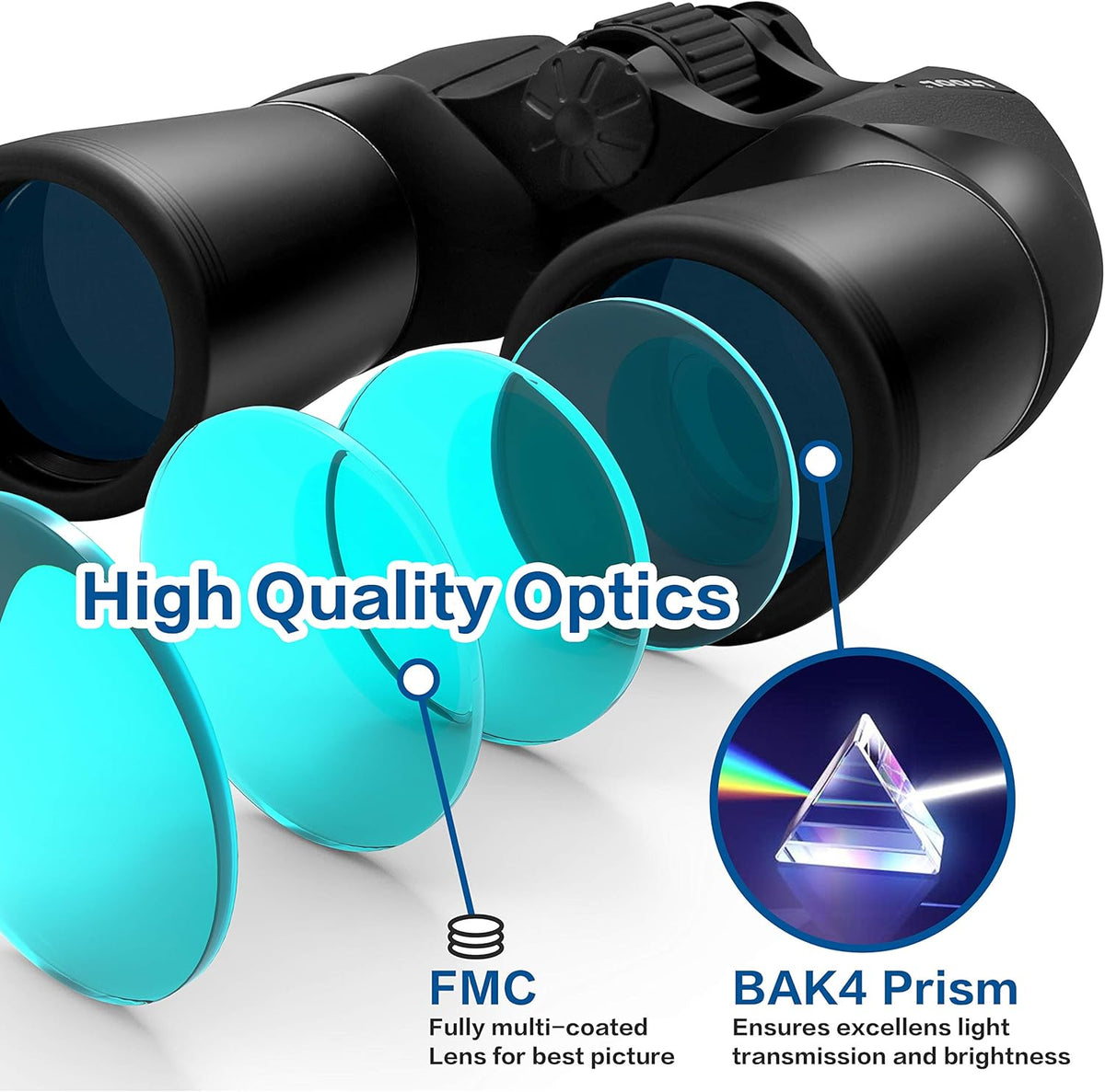 10x50 HD High Power Binoculars with Carrying Case and Neck Strap B549