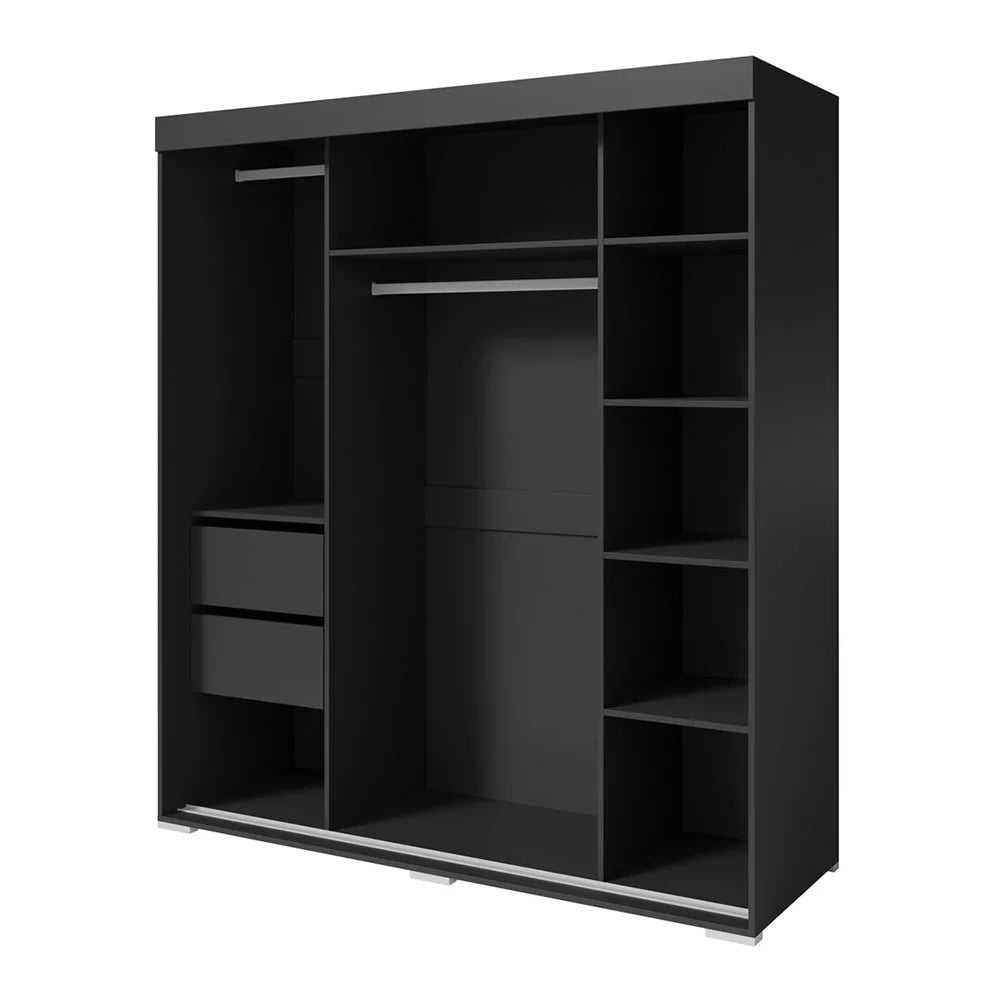 Black 3-door Wardrobe Armoire with Mirror A980