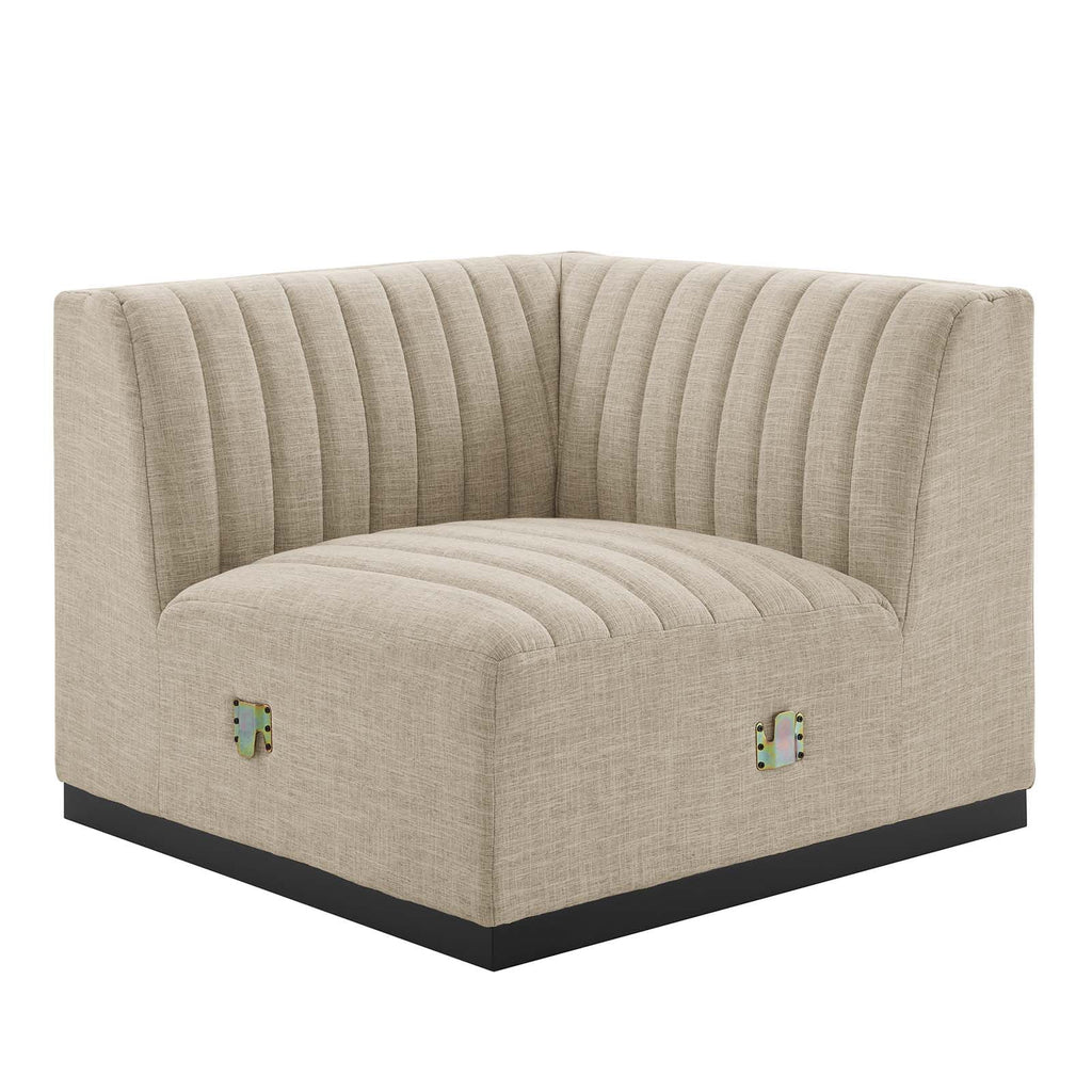 Beige Tufted Fabric Corner Chair P208280