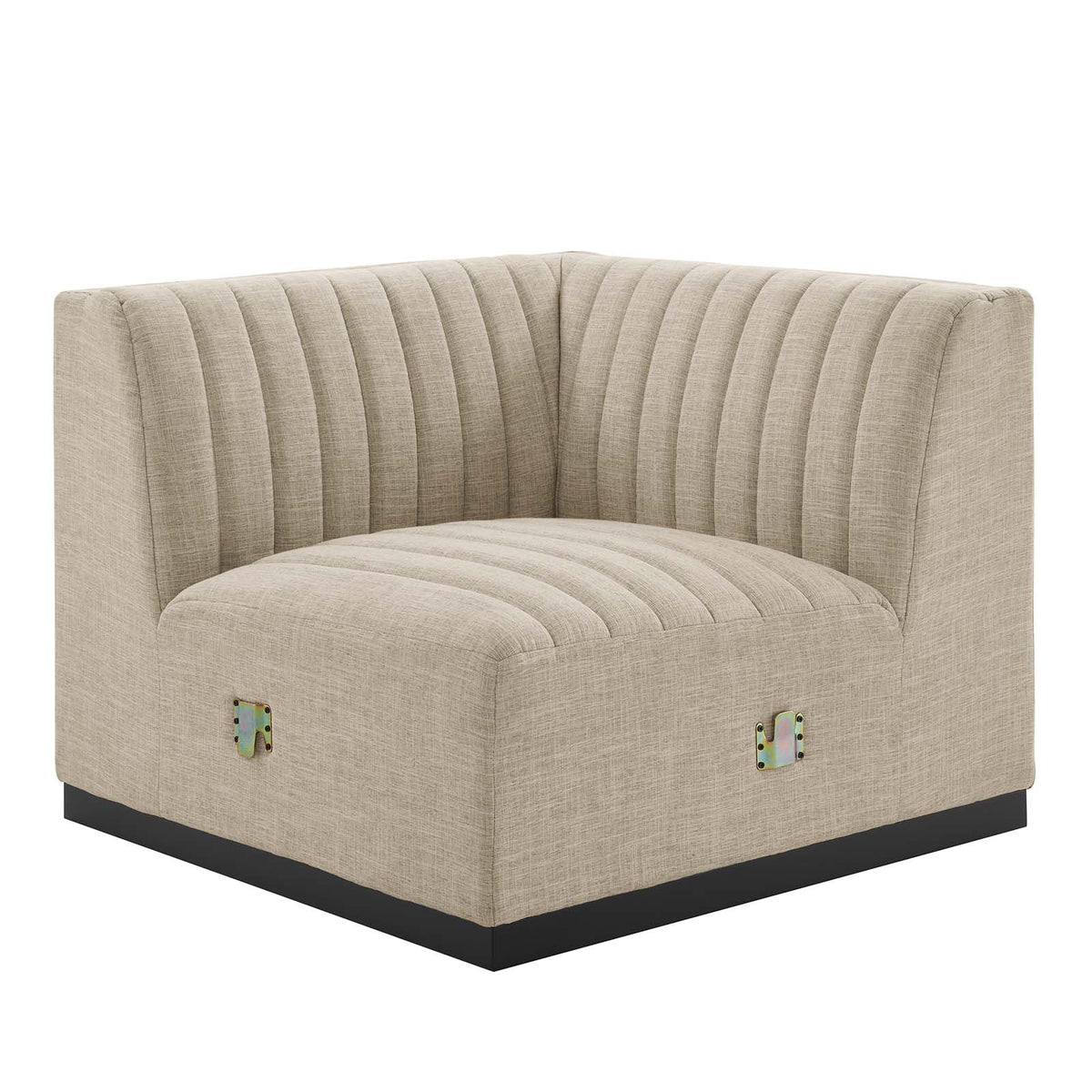 Beige Tufted Fabric Corner Chair P208280