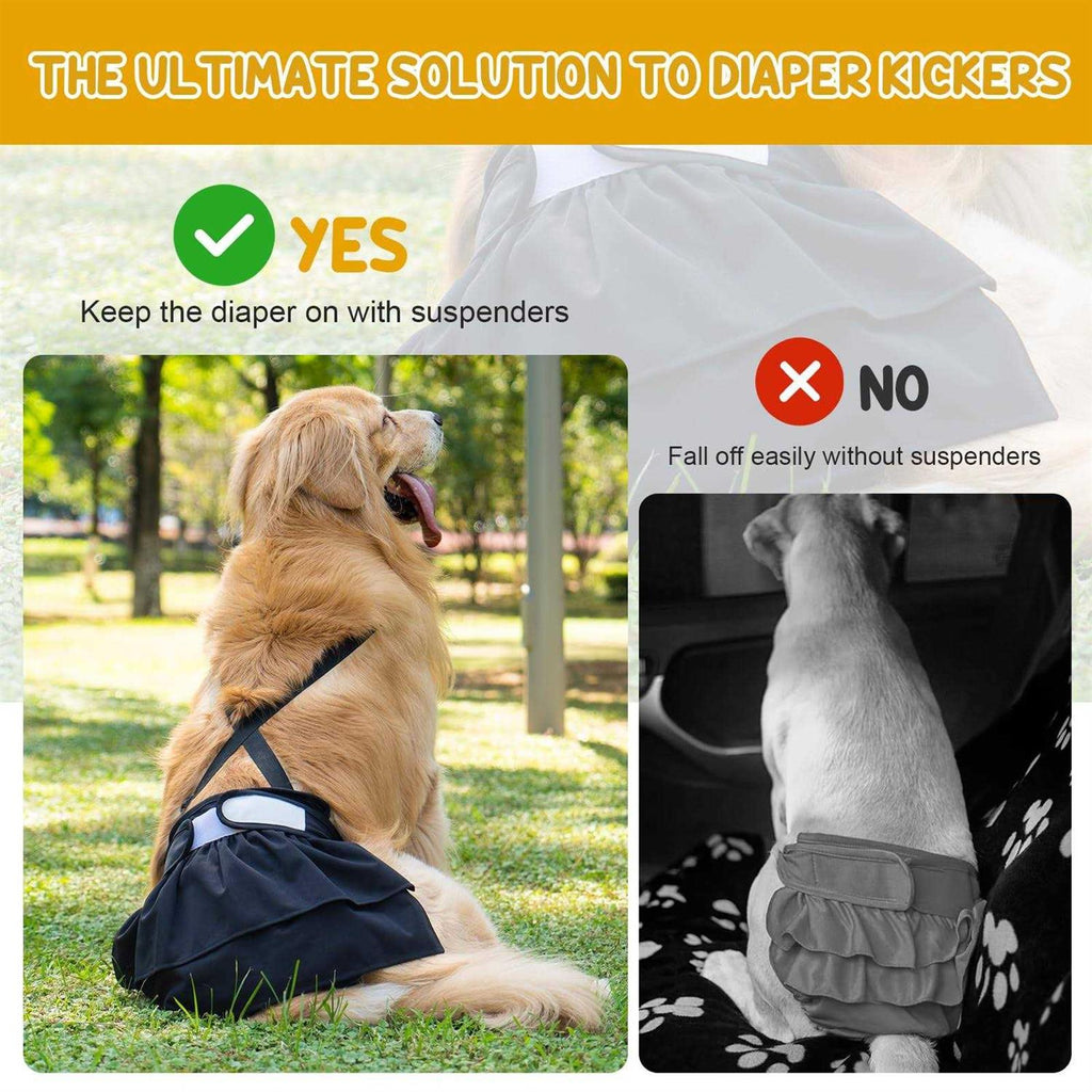 Washable Female Dog Diaper with Suspender 3 Pack M9776