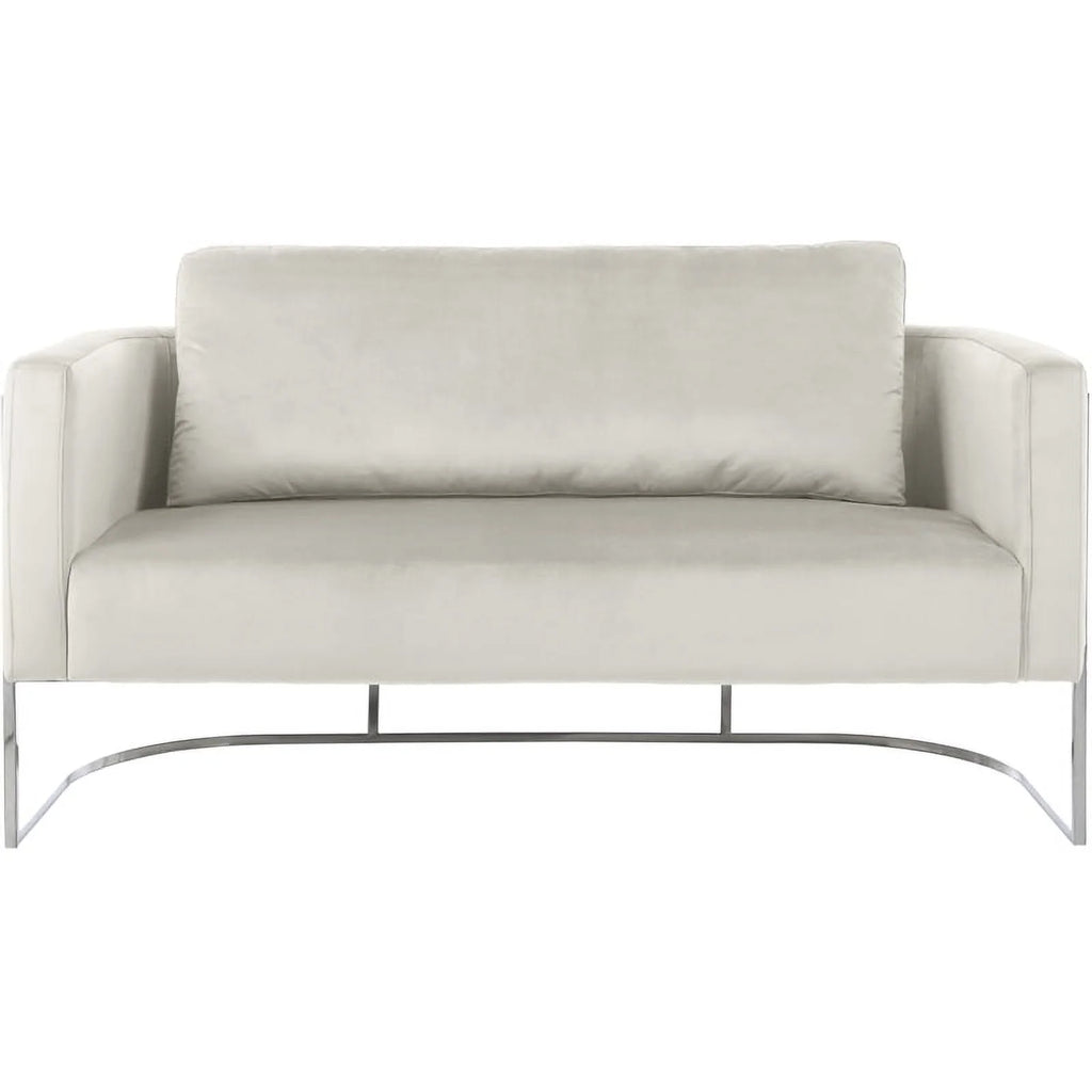 Cream Velvet Upholstered Loveseat I10003