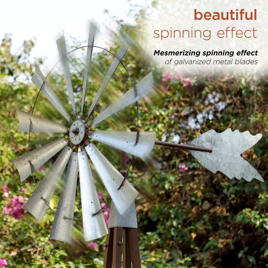 Galvanized Metal Kinetic Windmill A298