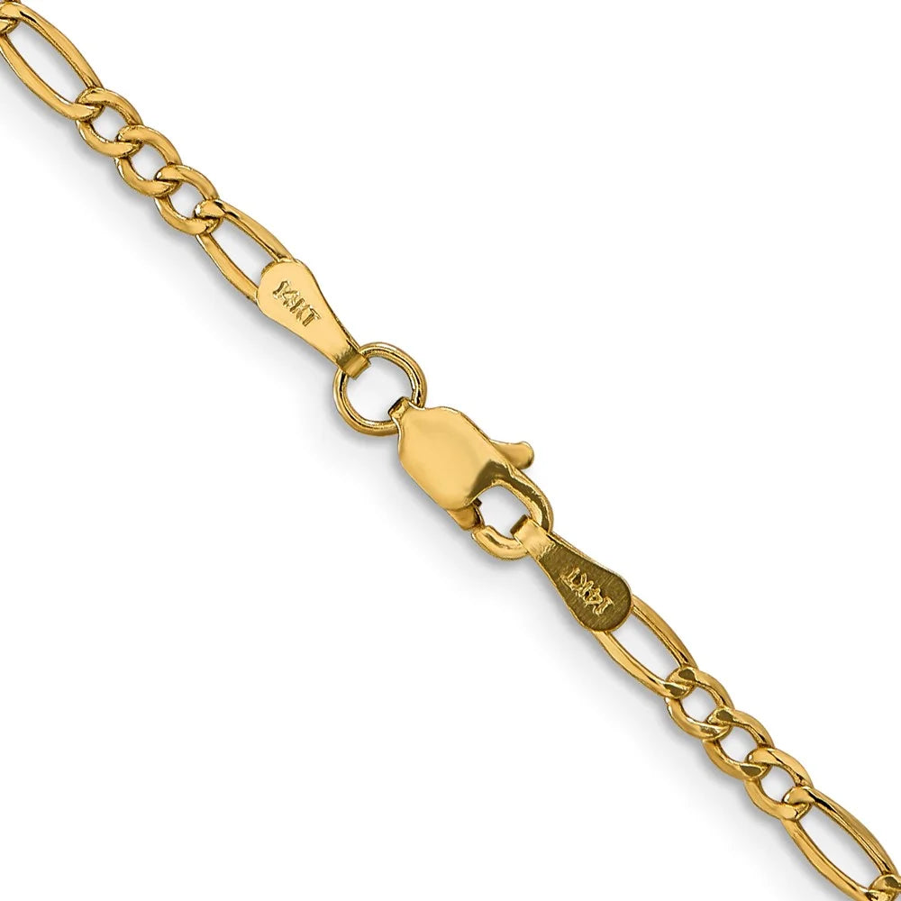 14K 26 inch 2.5mm Semi-Solid Figaro Chain with Lobster Clasp P238681
