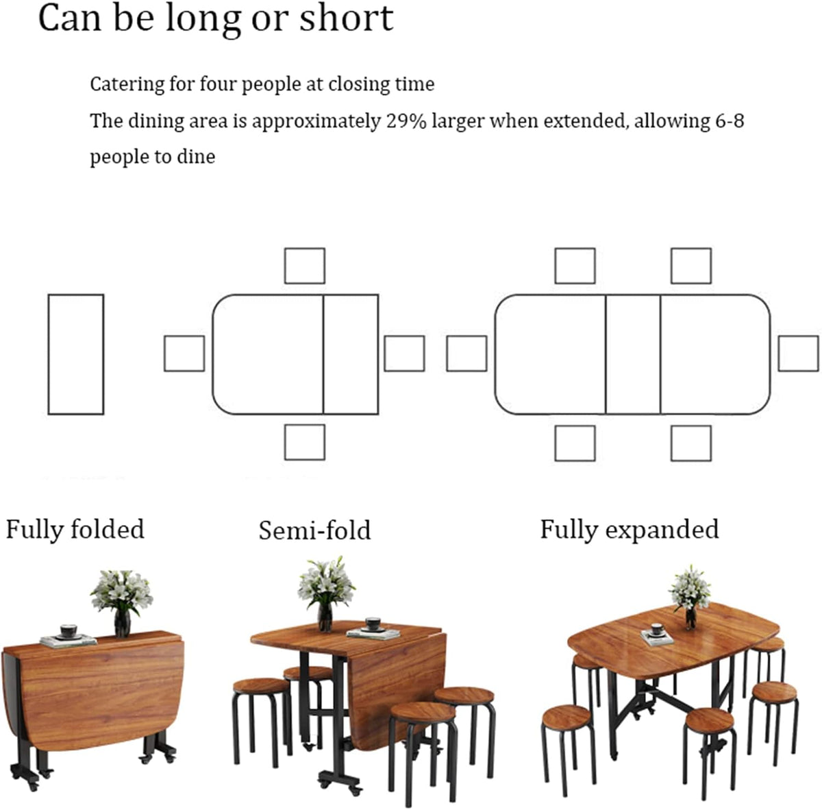 Butterfly Folding Dining Set with 4 Chairs and Drop Leaf Table O63765