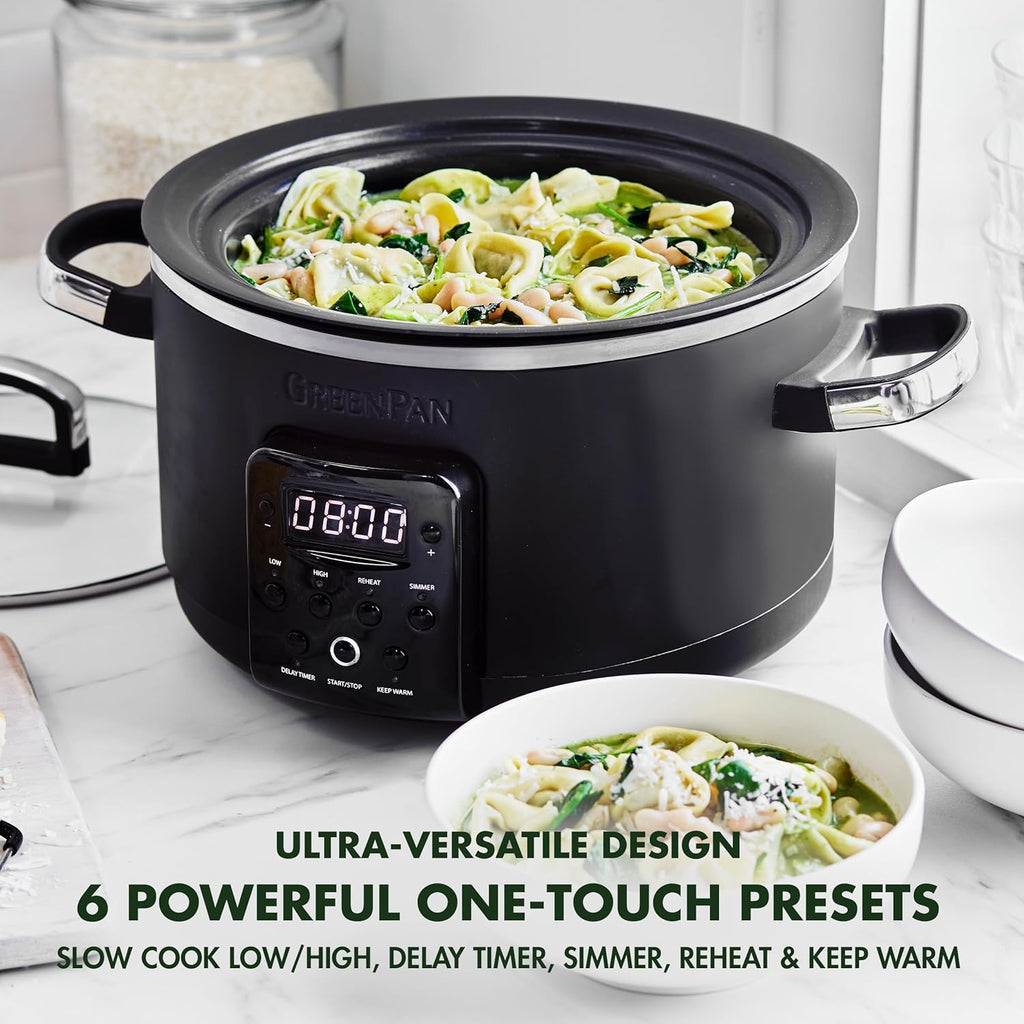 4QT Electric Slow Cooker with Lid, Hard Anodized Ceramic Nonstick Inner Pot M175280