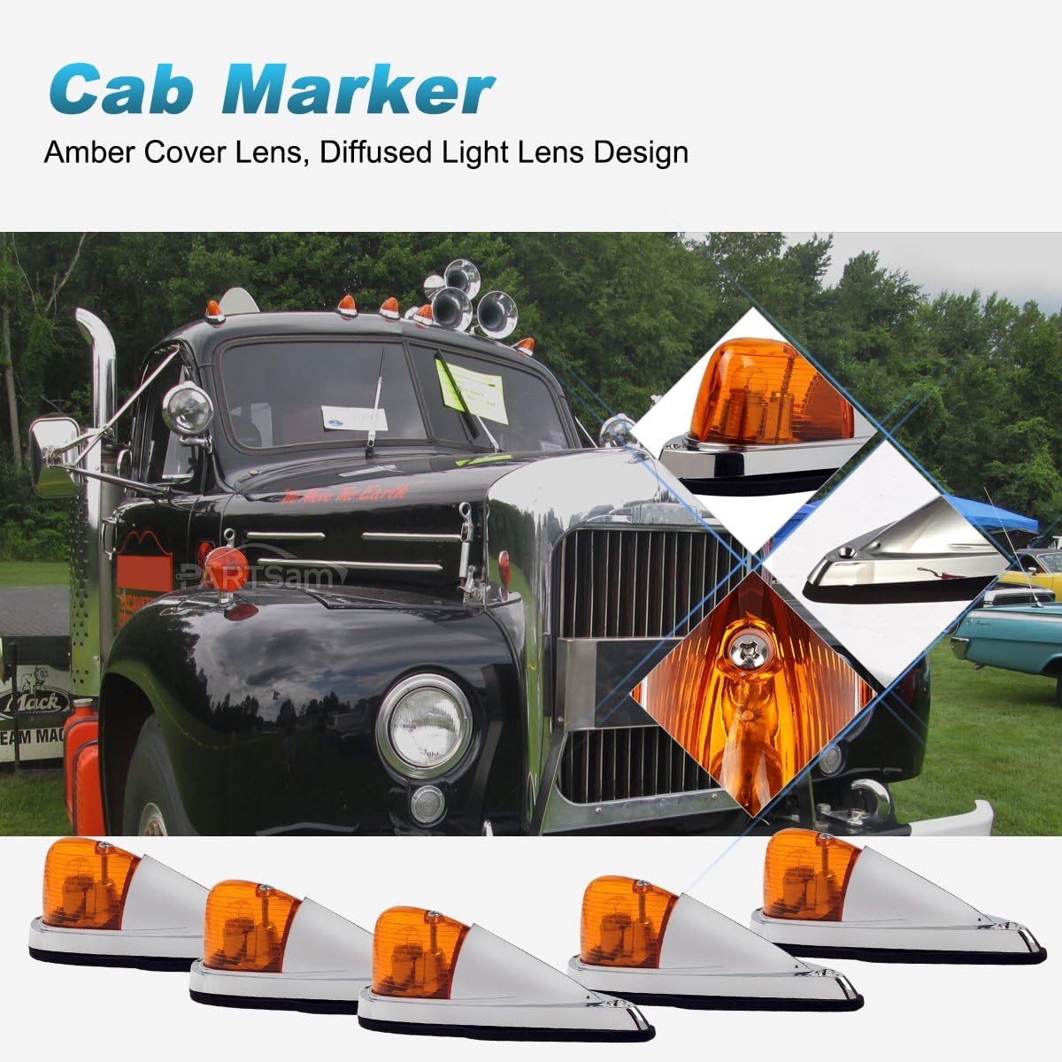 Amber Cab Marker Roof Running Lights Kit Teardrop S854