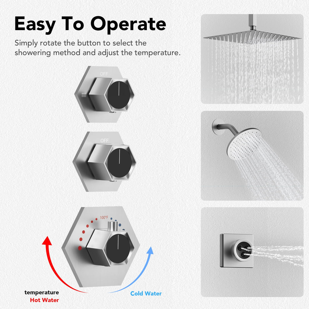 Brushed Nickel Thermostatic Shower Faucet Set E6859