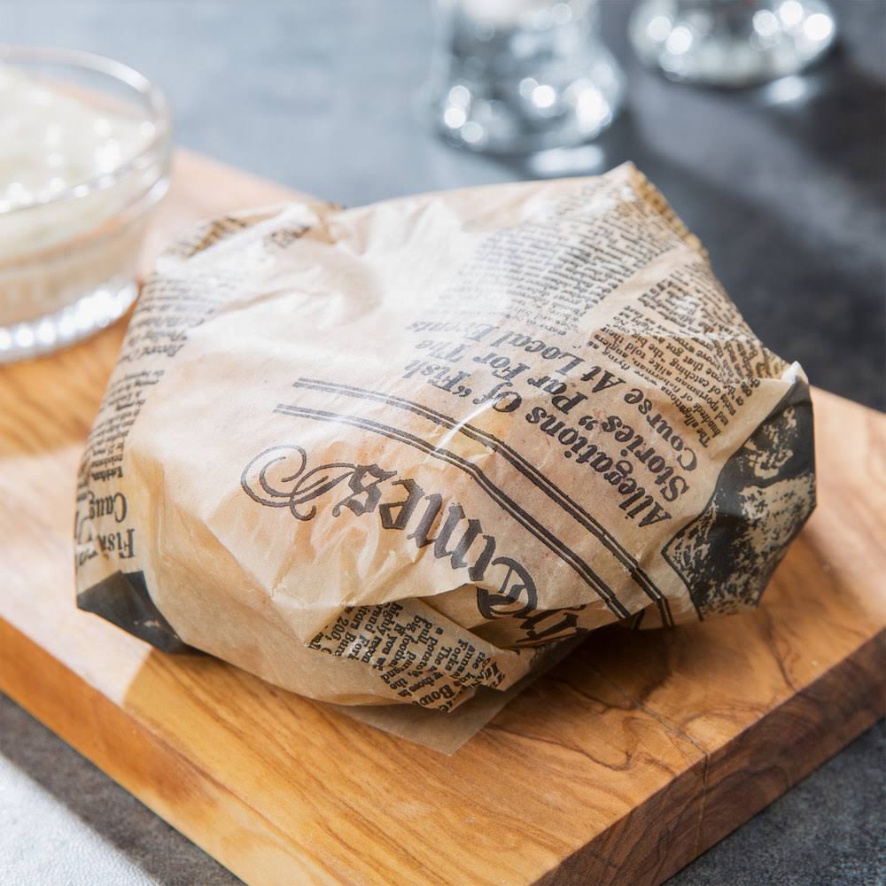 12x22 Natural Newspaper Print Sandwich Wrap Paper - 1000/Pack H17014