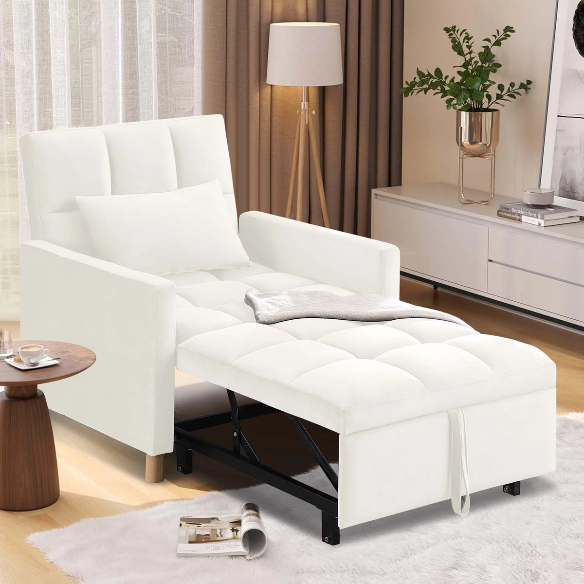 Gray Convertible Sleeper Chair Bed F73580