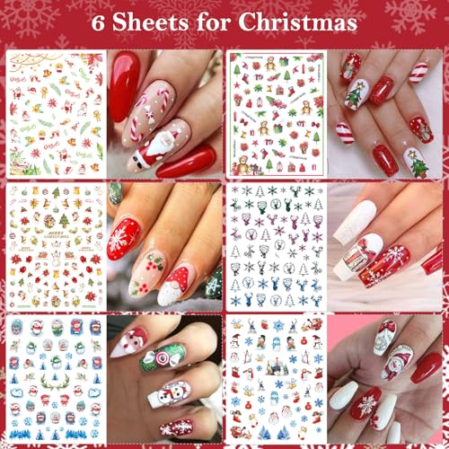 All Holiday Nail Stickers, 30 Sheets Self-Adhesive Nail Art Decals B2397