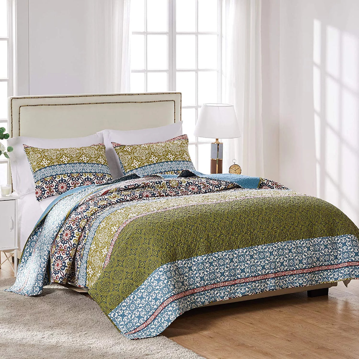 100% Cotton Reversible Oversized Quilt Set, 3-Piece King/Cal King S897788