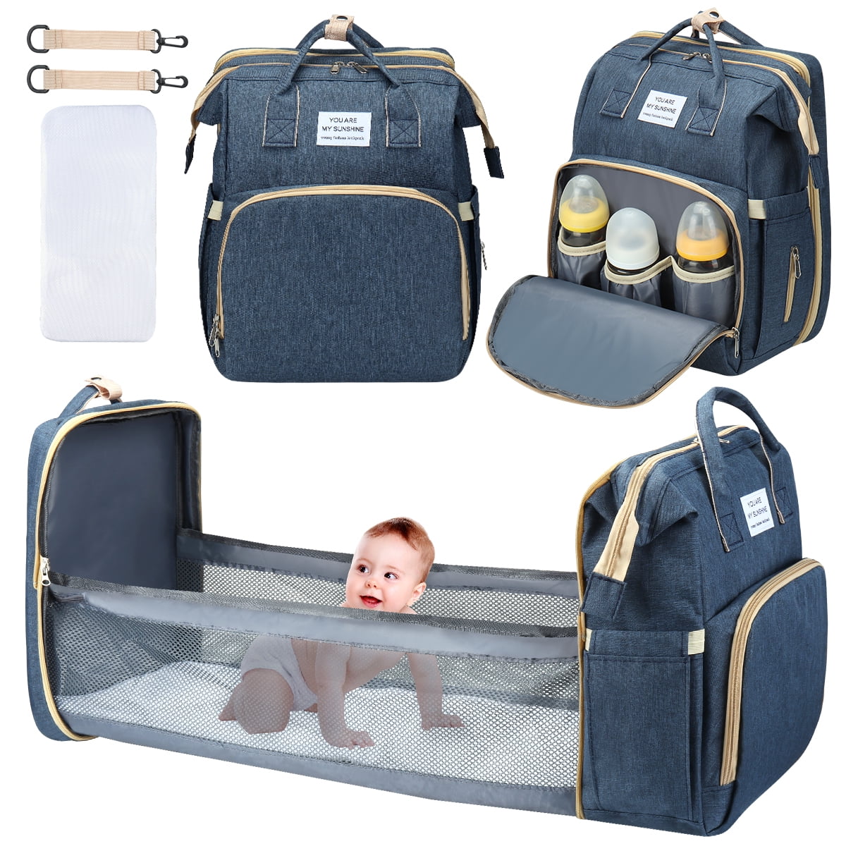 3 in 1 Waterproof Diaper Bag Backpack with Changing Pad F986