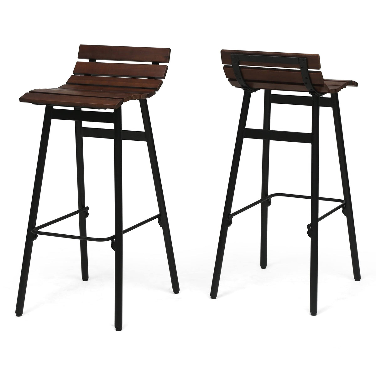 Set of 2 Wooden Barstool Dark Brown Y599838