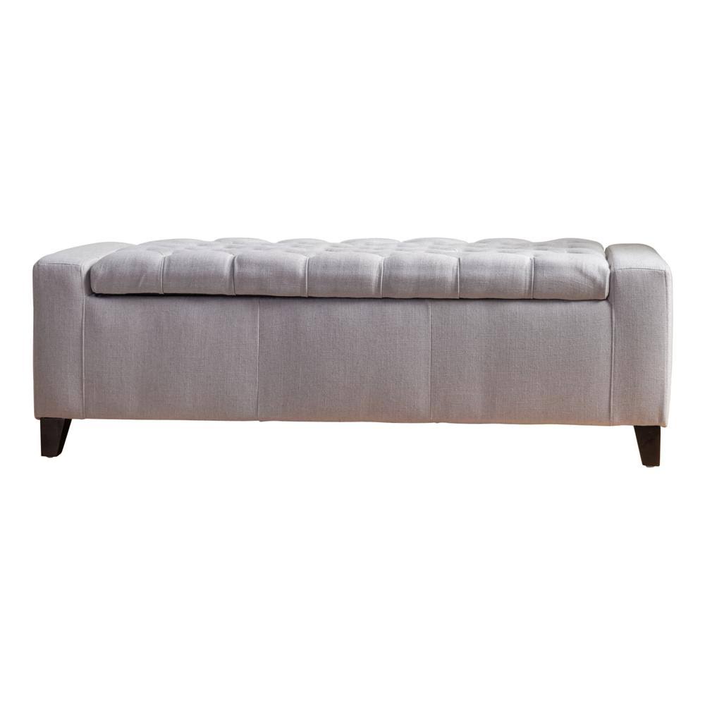 Light Gray Tufted Fabric Storage Bench R460