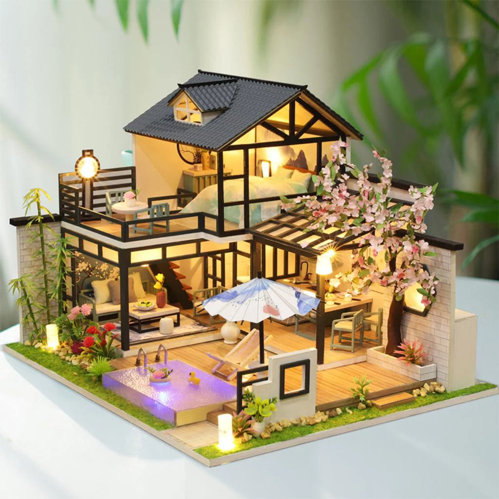 DIY Wooden Dollhouse with Furniture O275