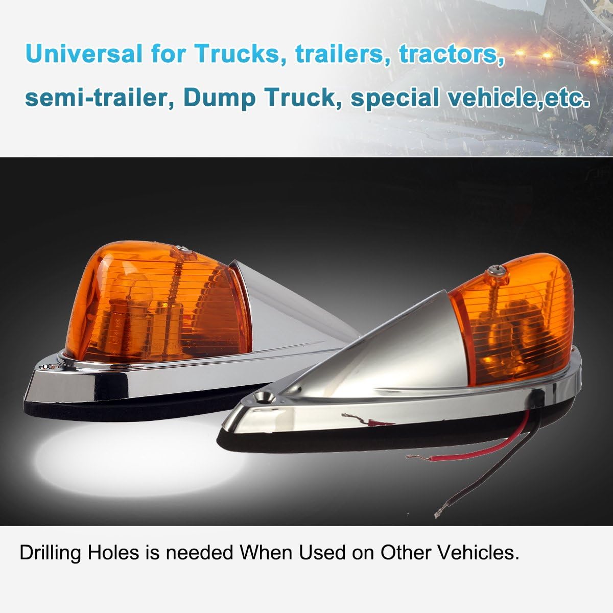 Amber Cab Marker Roof Running Lights Kit Teardrop S854