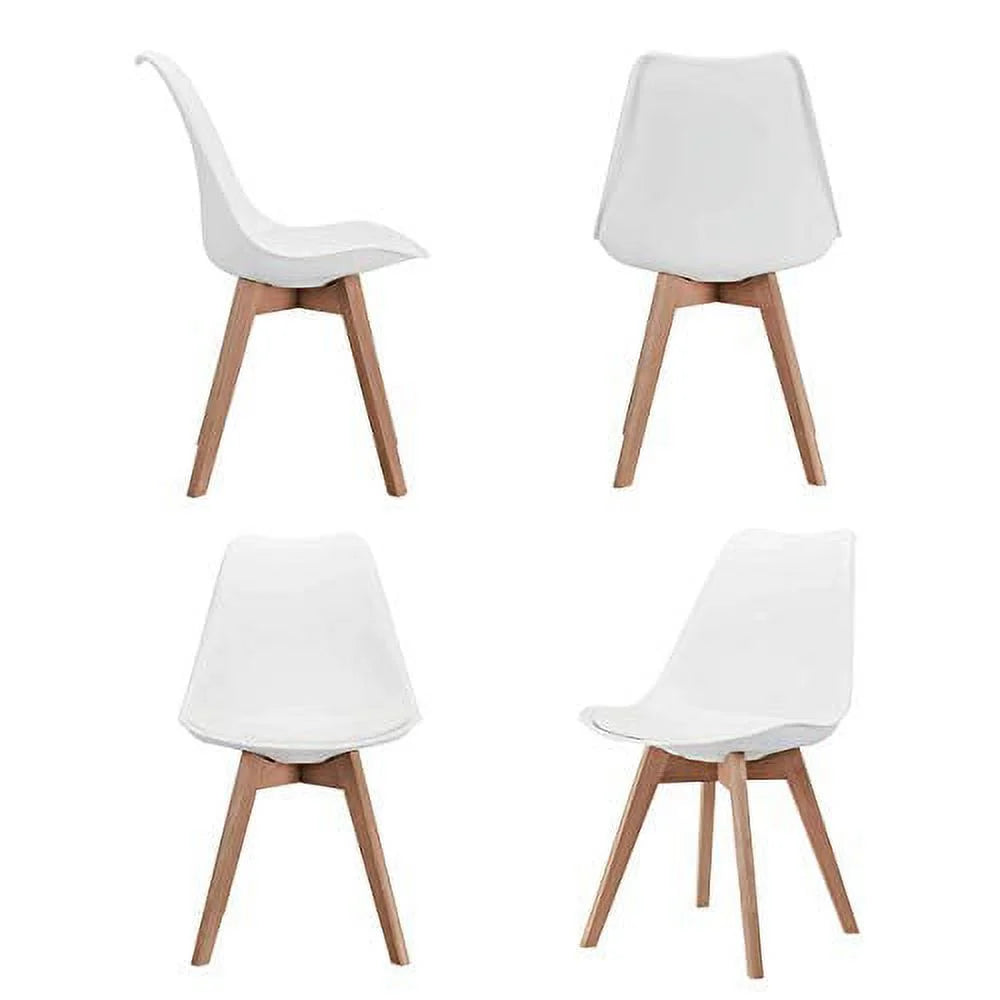 White Side Chair with Wood Legs, Set of 4 C26563