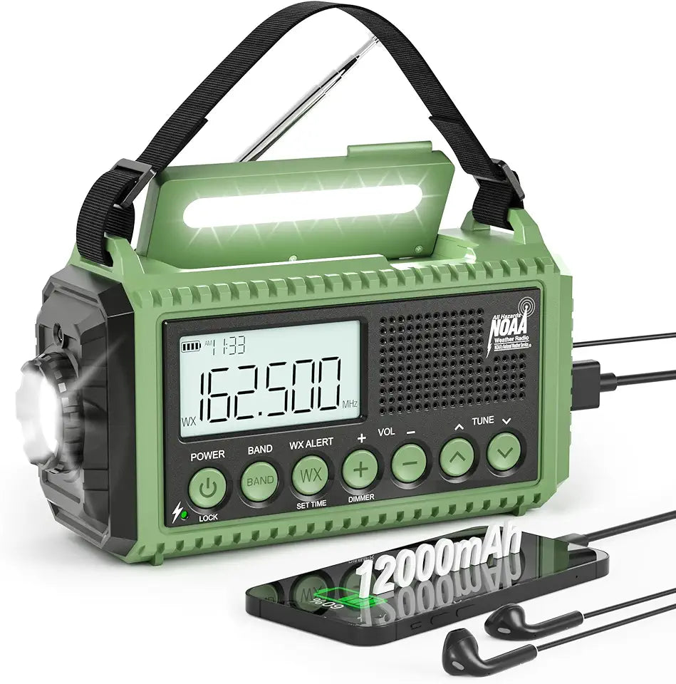 12000mAh Solar Hand Crank AM/FM Shortwave Emergency Radio S857