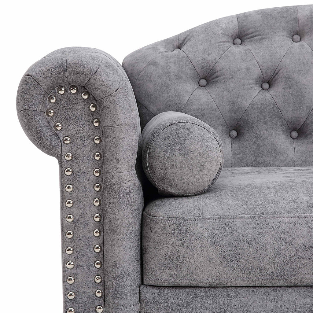 84" Chesterfield Fabric Upholstered Sofa with 2 Pillows G623606