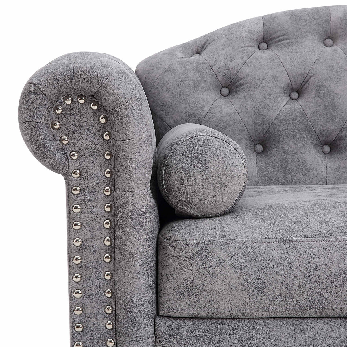 84" Chesterfield Fabric Upholstered Sofa with 2 Pillows G623606