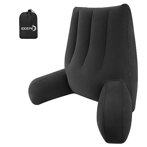 Grey Inflatable Reading Backrest Pillow with Arm Support Y37450