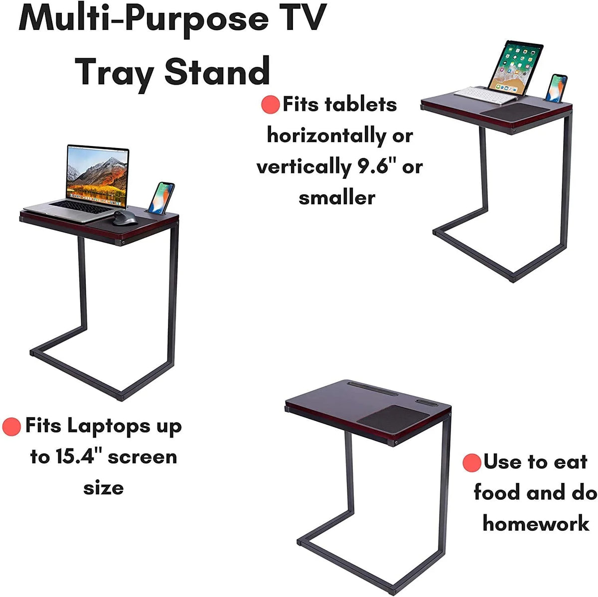 Sofa Table TV Tray with Tablet and Phone Slots N863160
