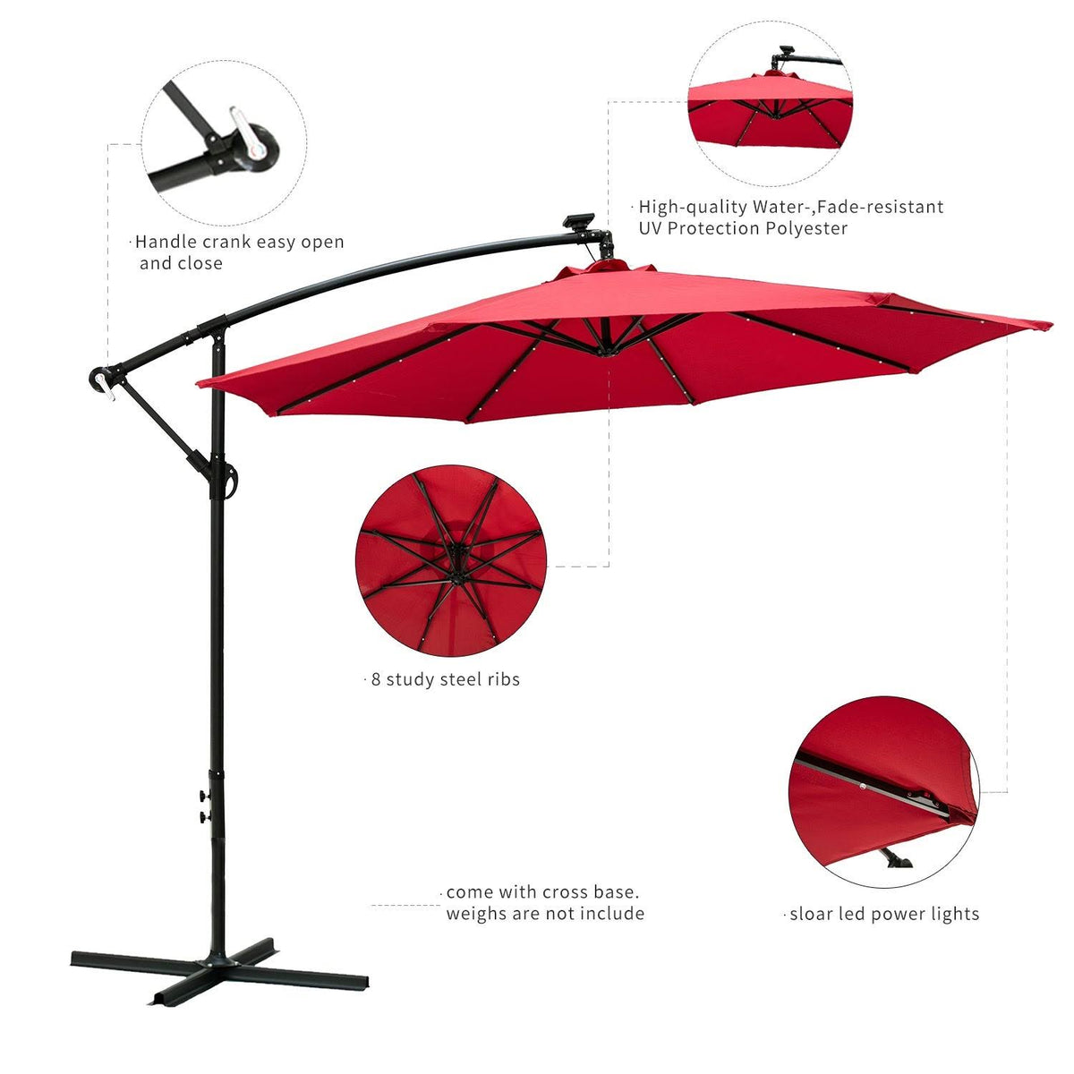 10ft Cantilever Patio Umbrella with Cross Base - Blue Z321359